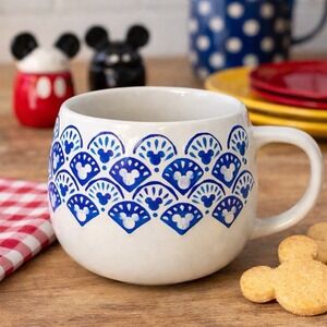 Disney Parks Homestead Blue Mickey Icons Mug 21 oz Large Coffee Cup Stoneware
